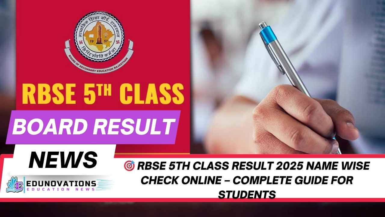 rbse 5th class result 2025 name wise check online