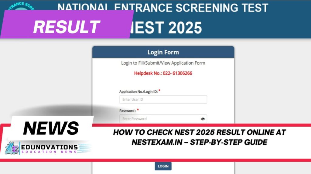 how to check NEST 2025 result online at nestexam.in