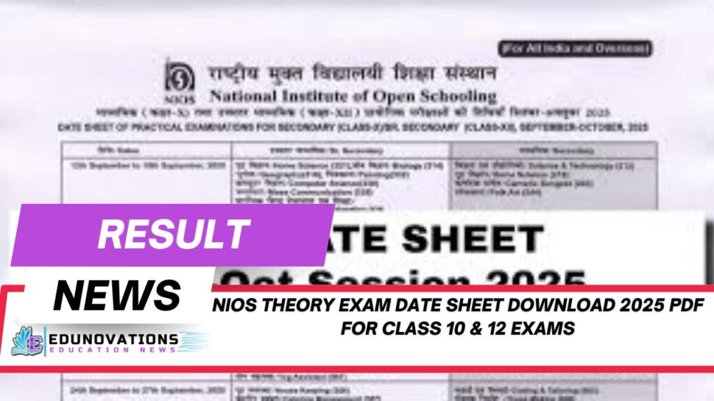 NIOS Theory Exam Date Sheet Download 2025 PDF