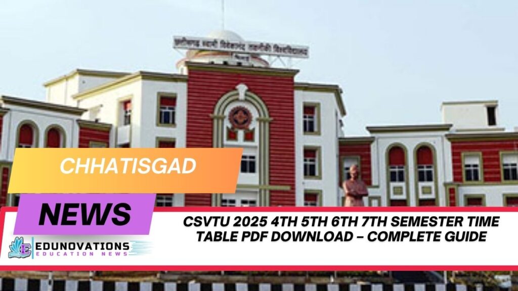 CSVTU 2025 4th 5th 6th 7th Semester Time Table PDF Download