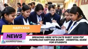 HBSE 10th date sheet 2026 PDF download Haryana board