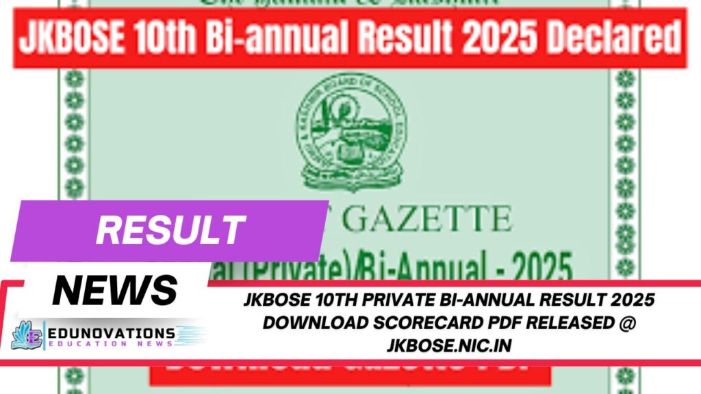JKBOSE 10th private bi-annual result 2025 download scorecard pdf