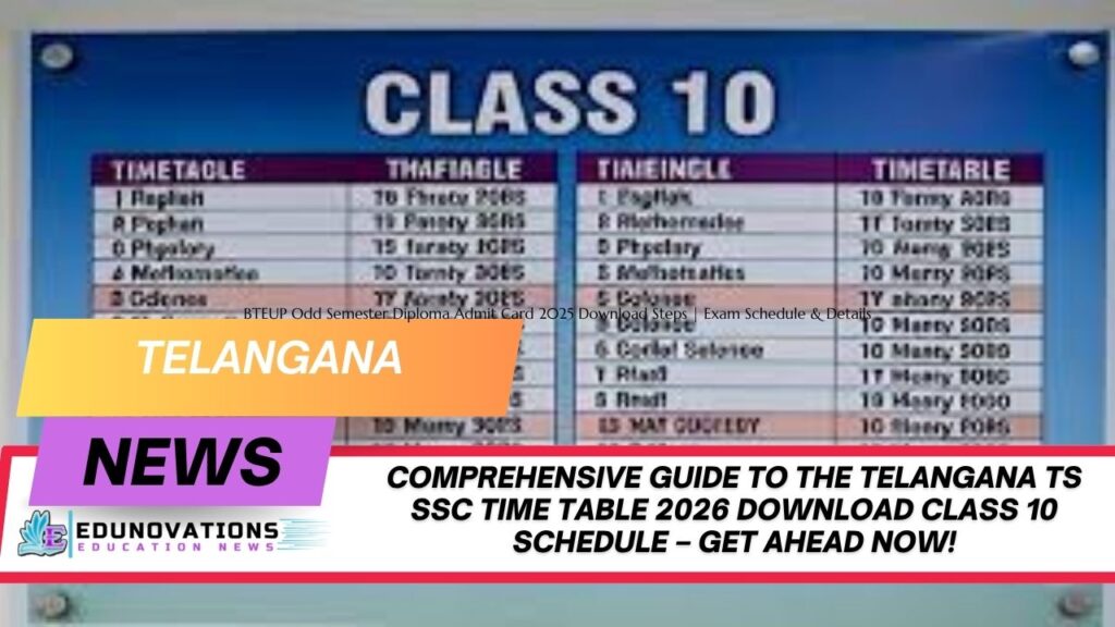 Telangana TS SSC time table 2026 download Class 10 schedule