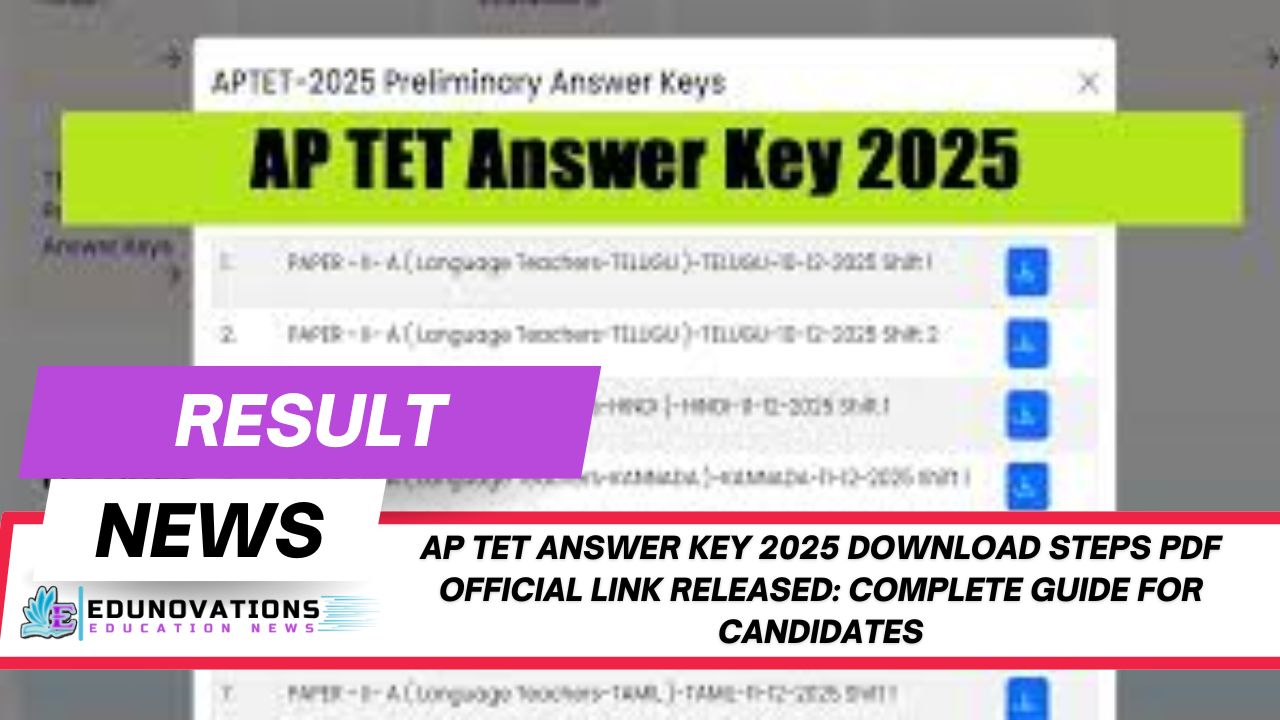 AP TET Answer Key 2025 download steps PDF official link