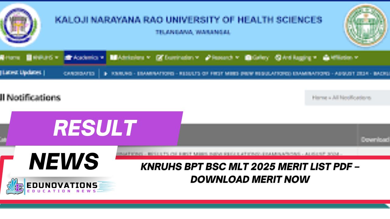 KNRUHS BPT BSc MLT 2025 merit list PDF