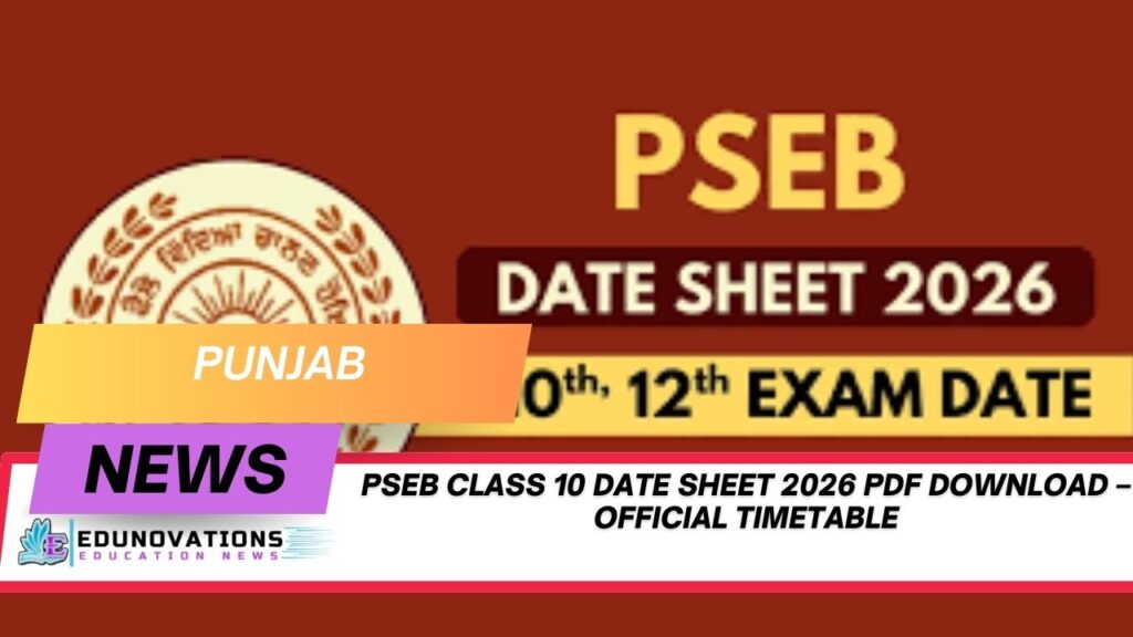 PSEB Class 10 Date Sheet 2026 PDF download