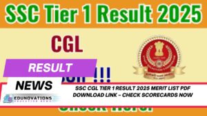 SSC CGL Tier 1 result 2025 merit list PDF download link