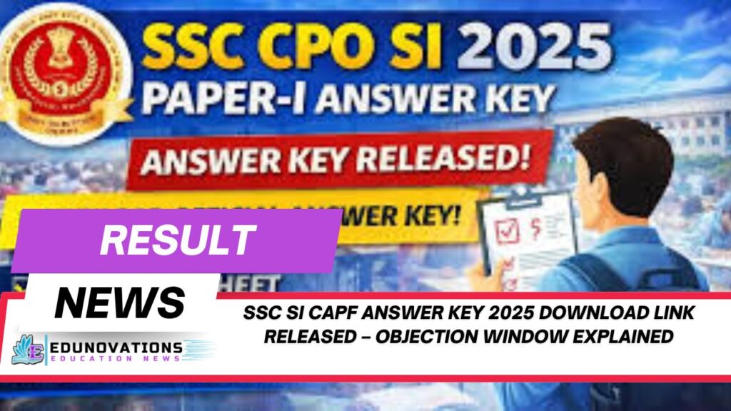 SSC SI CAPF answer key 2025 download link