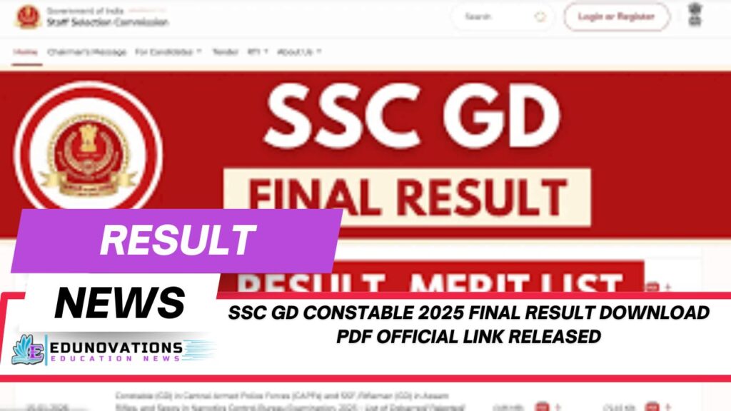 SSC GD Constable 2025 final result download PDF official link