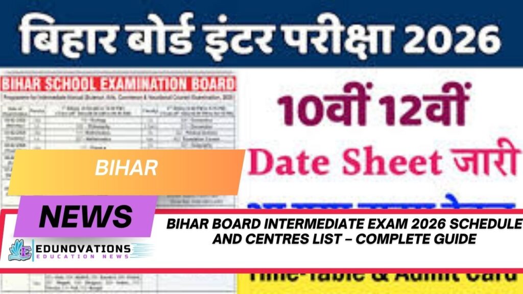 Bihar Board Intermediate Exam 2026 schedule and centres list