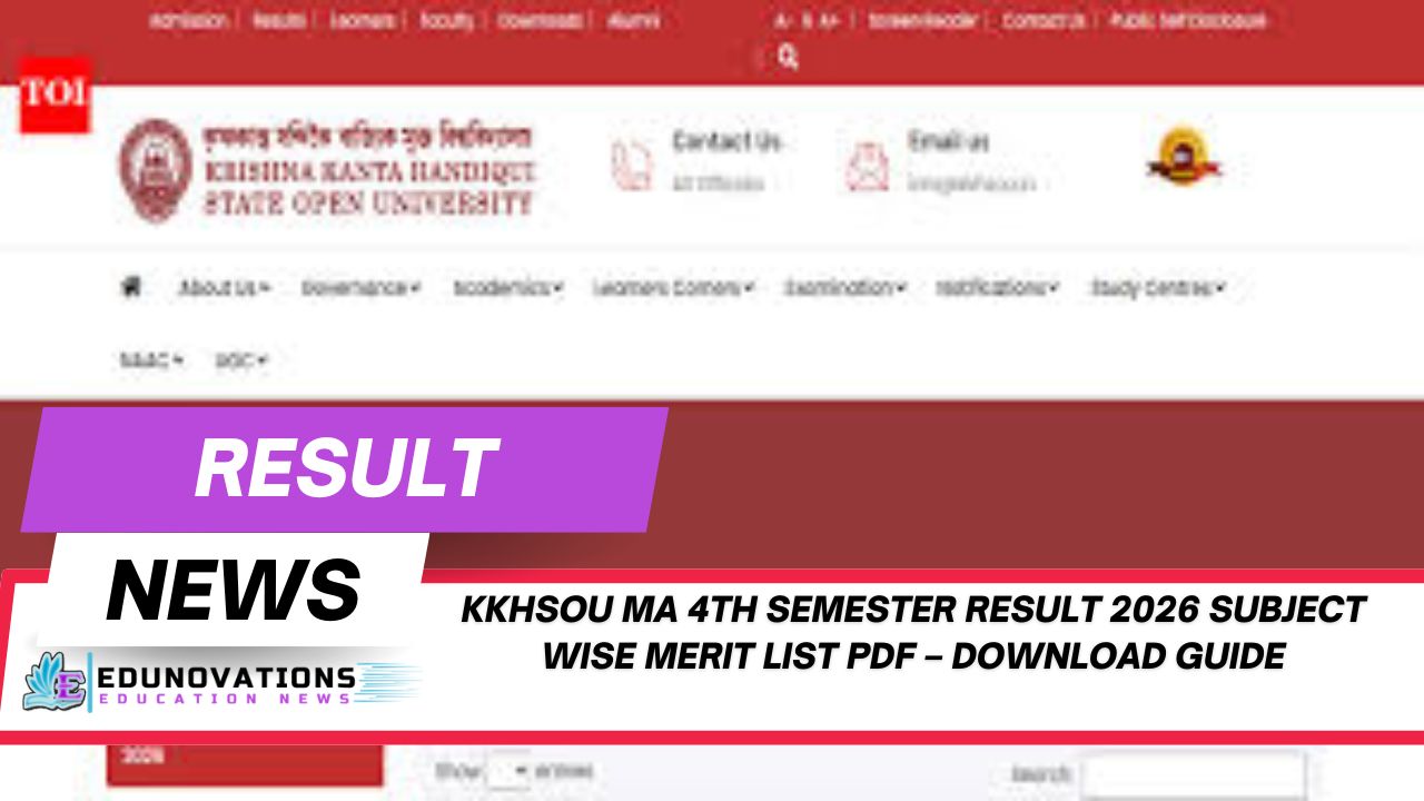 KKHSOU MA 4th Semester Result 2026 subject wise merit list PDF