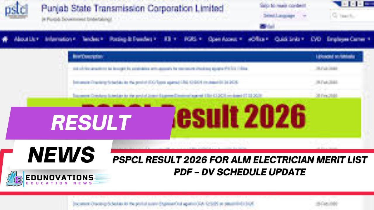 PSPCL Result 2026 for ALM Electrician Merit List PDF
