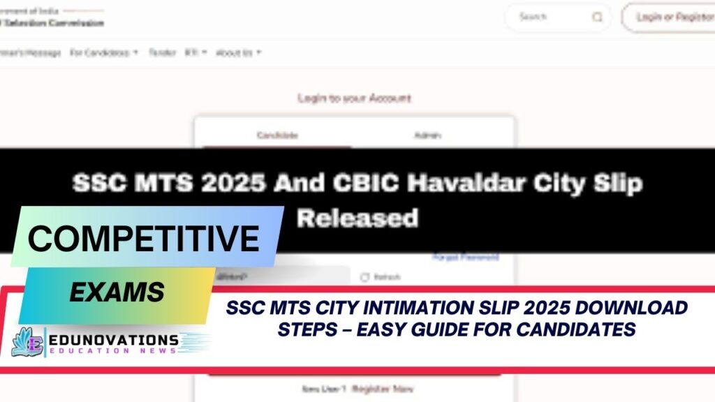 SSC MTS City Intimation Slip 2025