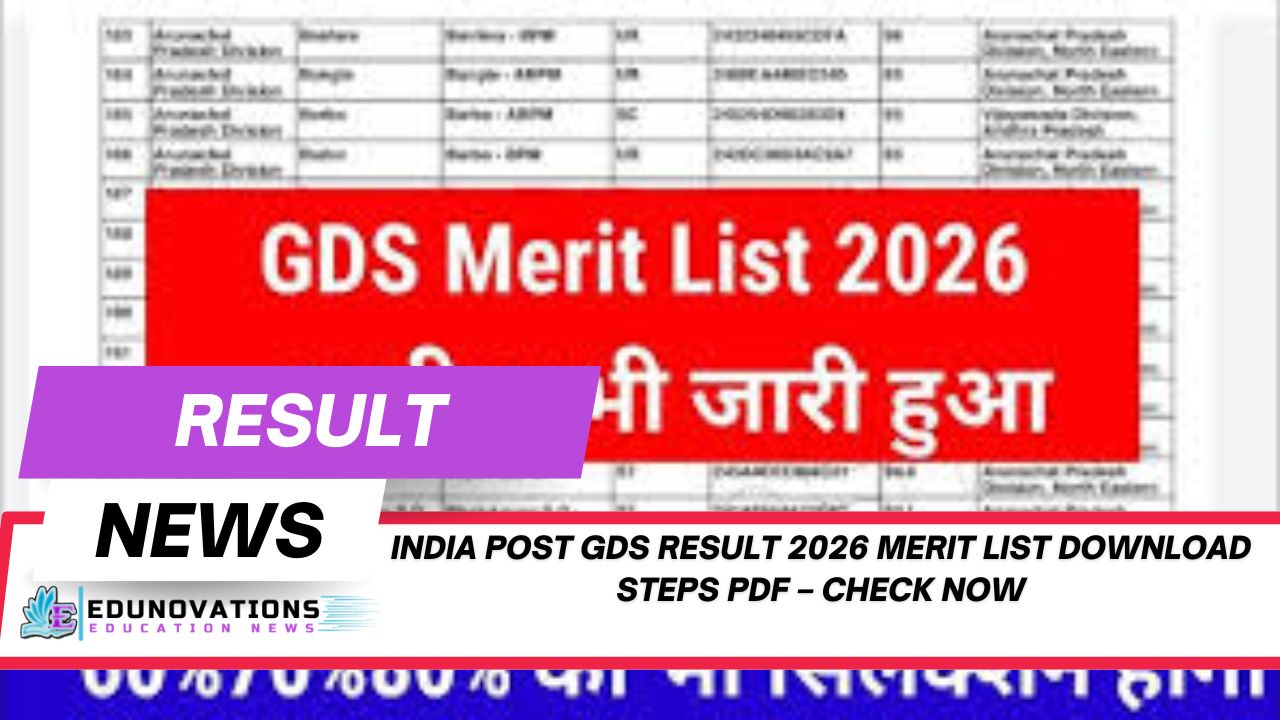 India Post GDS Result 2026 merit list download steps PDF