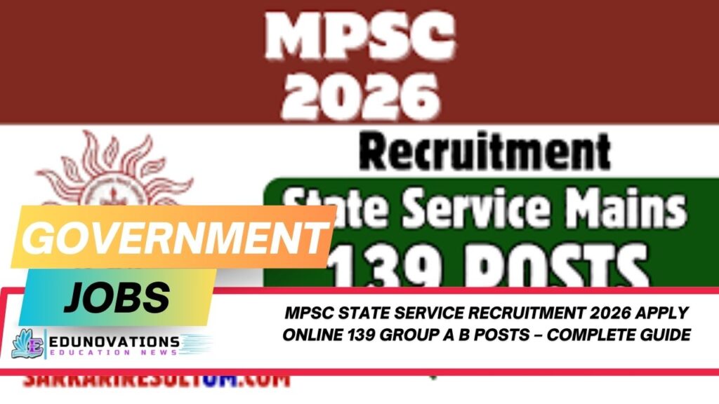 MPSC State Service Recruitment 2026 apply online 139 Group A B posts