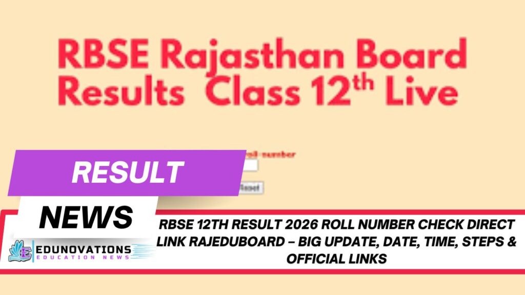 rbse 12th result 2026 roll number check direct link rajeduboard