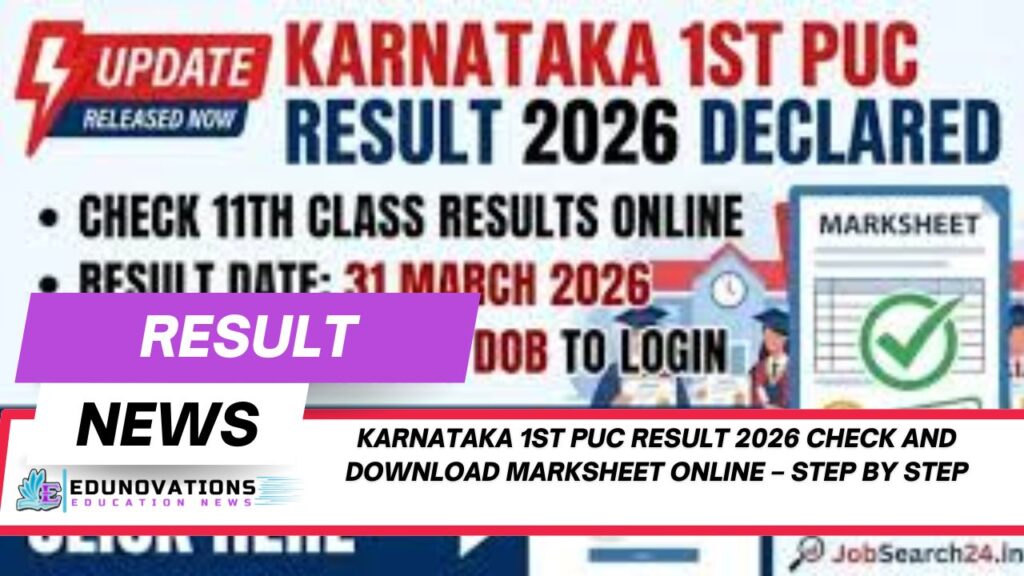 Karnataka 1st PUC Result 2026 check and download marksheet online