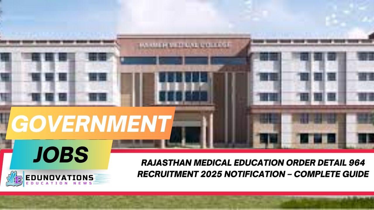 Rajasthan medical education order detail 964 recruitment 2025 notification