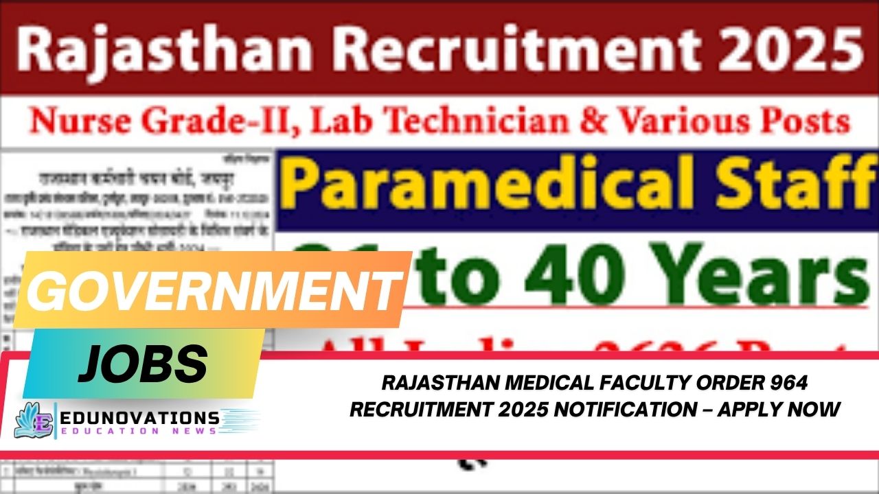 Rajasthan medical faculty Order 964 recruitment 2025 notification