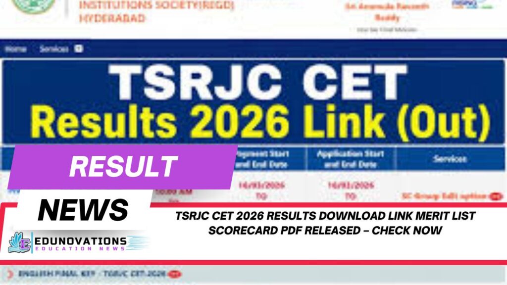 TSRJC CET 2026 results download link merit list scorecard PDF