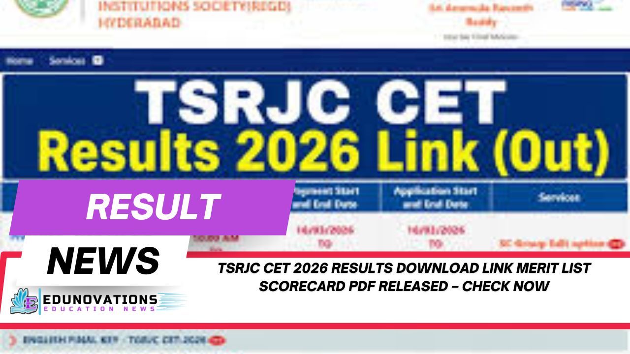 TSRJC CET 2026 results download link merit list scorecard PDF