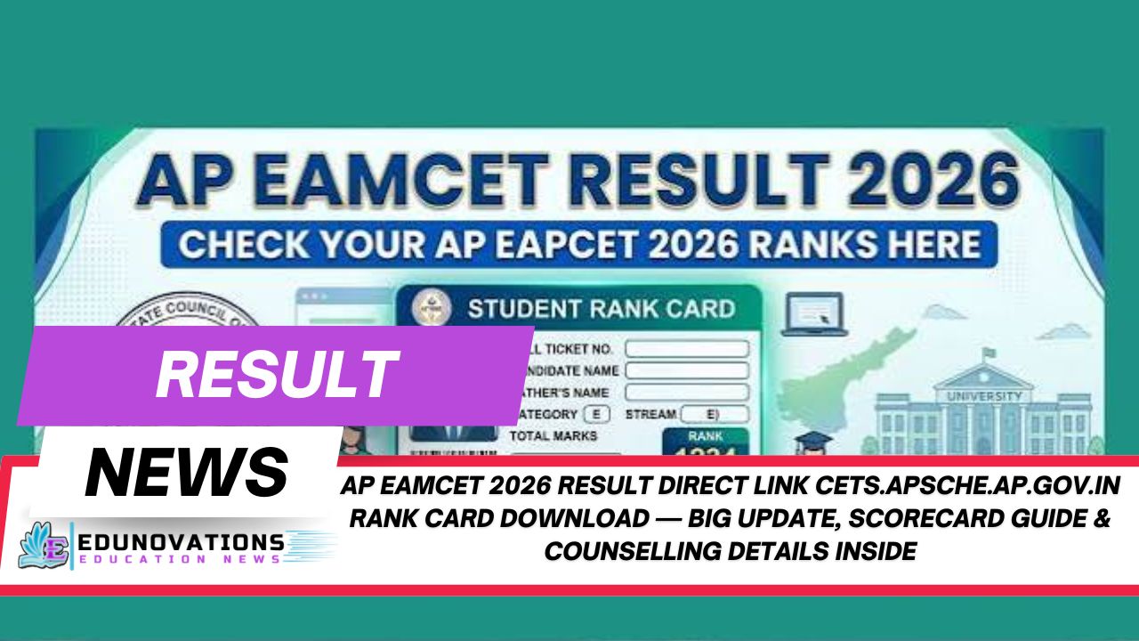 AP EAMCET 2026 result direct link cets.apsche.ap.gov.in rank card download