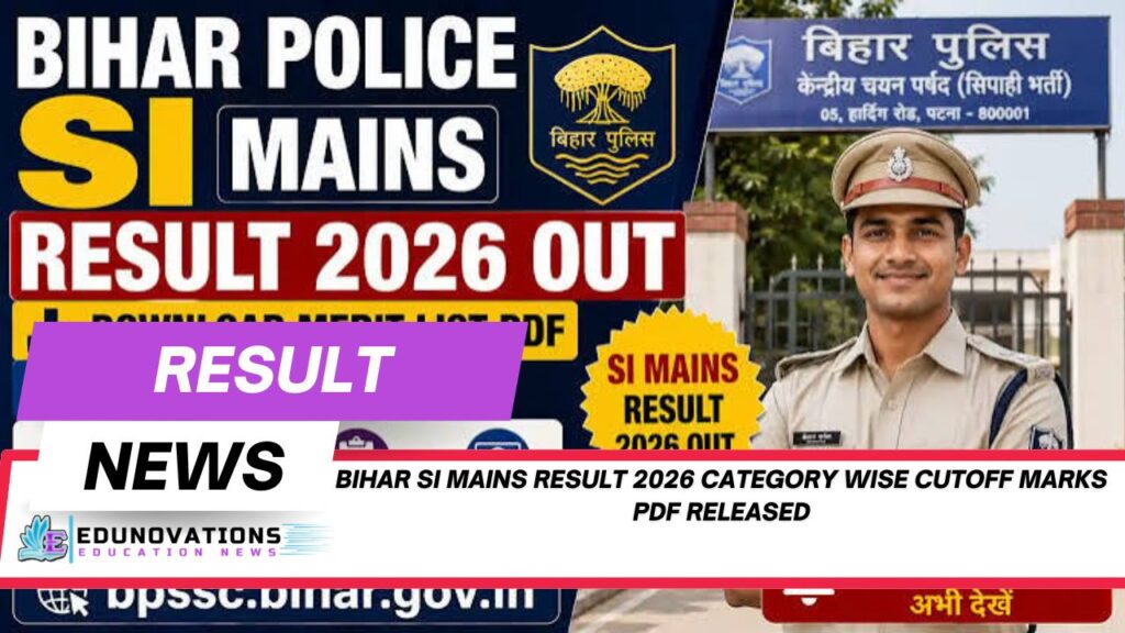 bihar si mains result 2026 category wise cutoff marks pdf