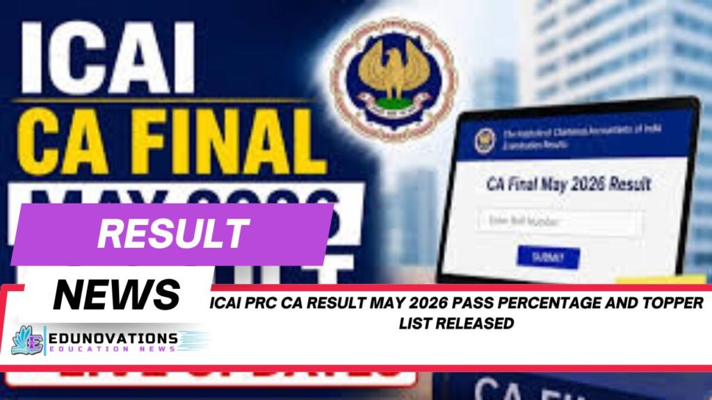 icai prc ca result may 2026 pass percentage and topper list