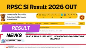 rpsc si result 2026 merit list pdf download direct link