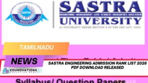 sastra engineering admission rank list 2026 pdf download