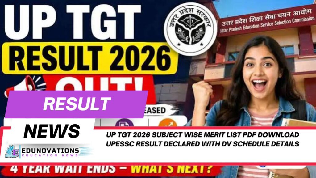 UP TGT 2026 subject wise merit list PDF download UPESSC result
