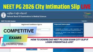 How to download NEET PG 2026 exam city slip if login credentials lost